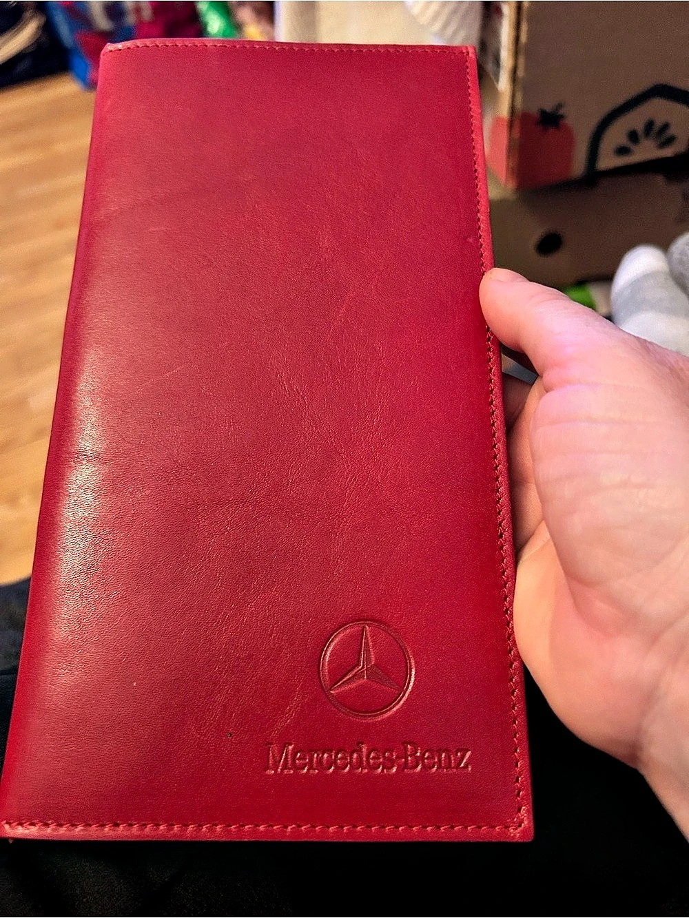 Mercedes-Benz Leather Travel Wallet in Red & Black